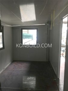 Shipping container home interior being built.