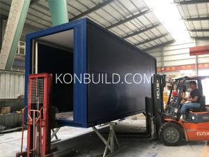 The shipping container home under construction in China.
