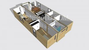 Full cutaway view of a shipping container home.