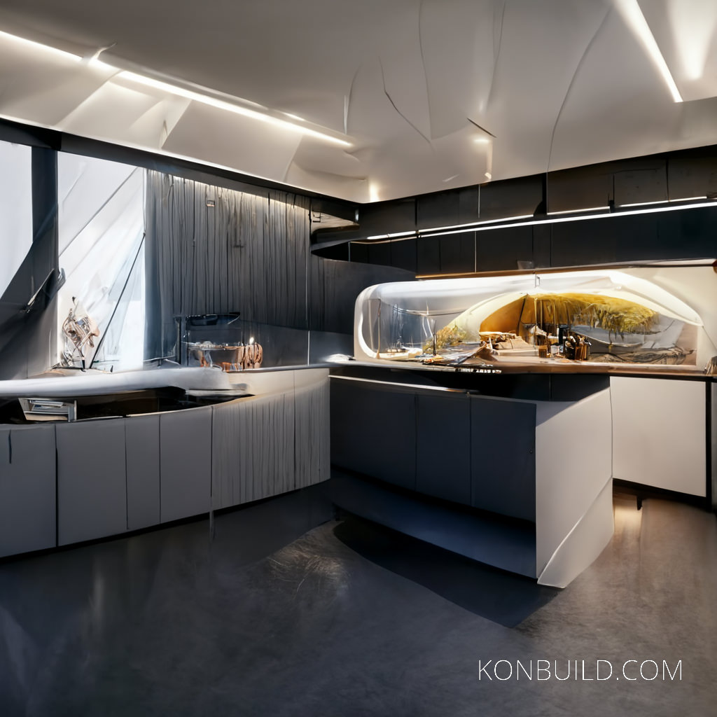 Simple futuristic kitchen idea.