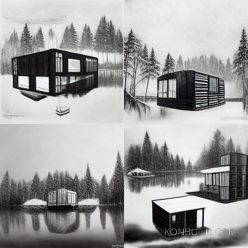 Ai generated sketches for modern architectural buildings.