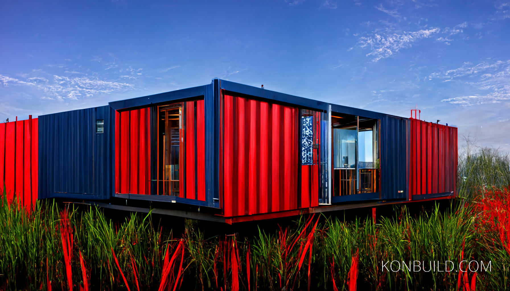 Container home structure built over a marsh land.